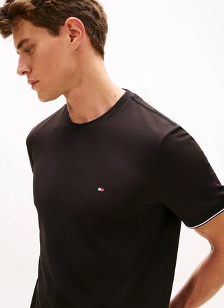 Tommy Hilfiger Siyah Erkek Logo Baskılı T-Shirt MW0MW38626BDS_PERFORMANCE TIPPED TE