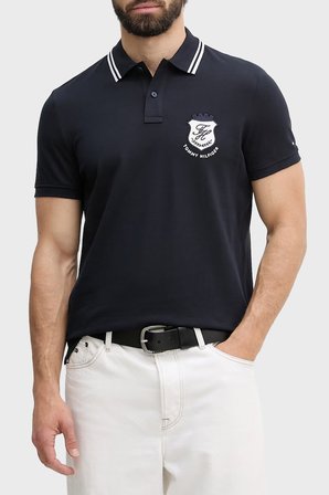 Tommy Hilfiger Logolu Pamuklu Regular Fit Polo Yaka T Shirt Erkek POLO YAKA T SHİRT MW0MW43061 DW5 LACİVERT