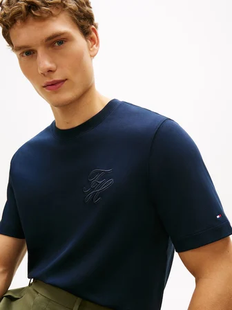 SCRIPT LIGHT INTERLOCK TEE Erkek Mavi T-Shirt - MW0MW42391