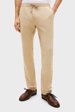 Tommy Hilfiger Pamuklu Bağlamalı Normal Bel Düz Paça Pantolon Erkek PANTOLON MW0MW42340 RBT KUM
