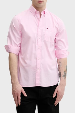 Tommy Hilfiger Pamuklu Düğmeli Yaka Uzun Kollu Gömlek Erkek GÖMLEK MW0MW42287 TOR PEMBE