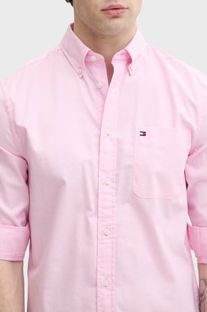Tommy Hilfiger Pamuklu Düğmeli Yaka Uzun Kollu Gömlek Erkek GÖMLEK MW0MW42287 TOR PEMBE