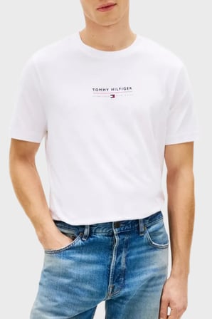 Tommy Hilfiger % 100 Pamuk Regular Fit Bisiklet Yaka T Shirt Erkek T SHİRT MW0MW42363 YBR BEYAZ