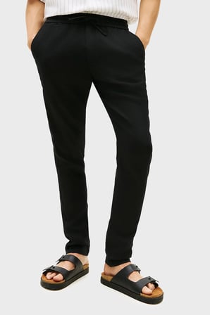 Tommy Hilfiger Keten Tapered Fit Daralan Paça Chino Pantolon Erkek PANTOLON MW0MW42336 BDS SİYAH