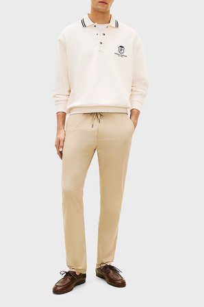 Tommy Hilfiger Pamuklu Bağlamalı Normal Bel Düz Paça Pantolon Erkek PANTOLON MW0MW42340 RBT KUM