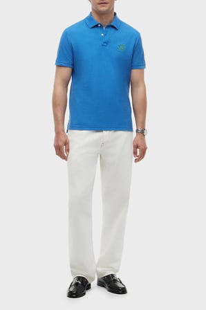 Tommy Hilfiger Logolu % 100 Pamuk Düğmeli Polo Yaka T Shirt Erkek POLO YAKA T SHİRT MW0MW43046 C4U MAVİ