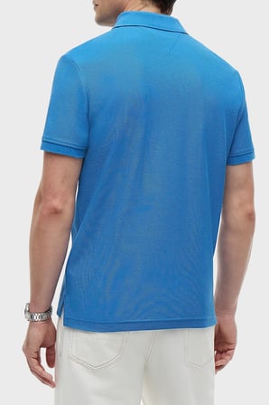 Tommy Hilfiger Logolu % 100 Pamuk Düğmeli Polo Yaka T Shirt Erkek POLO YAKA T SHİRT MW0MW43046 C4U MAVİ