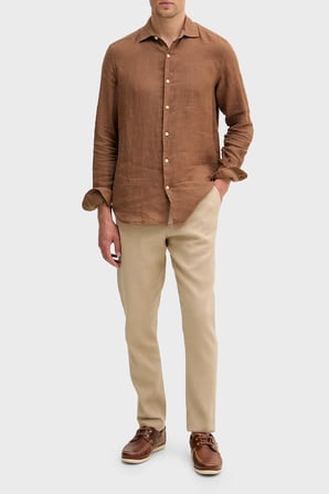 Tommy Hilfiger Keten Tapered Fit Daralan Paça Chino Pantolon Erkek PANTOLON MW0MW42336 AEG BEJ