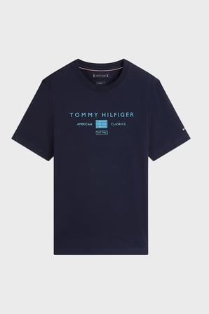 Tommy Hilfiger Logolu % 100 Pamuk Regular Fit Bisiklet Yaka T Shirt Erkek T SHİRT MW0MW42365 DW5 LACİVERT