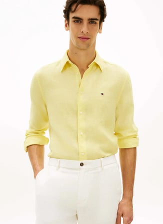 Tommy Hilfiger Sarı Erkek Gömlek MW0MW41530ZF0_PIGMENT DYED LI SOLID