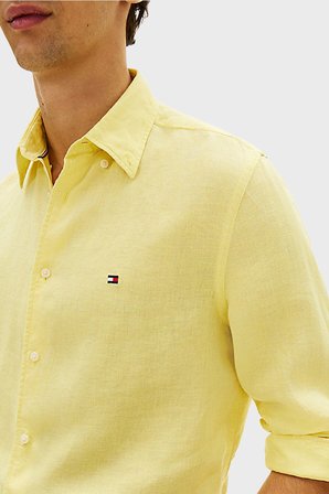 Tommy Hilfiger Keten Regular Fit Uzun Kollu Gömlek Erkek GÖMLEK MW0MW41530 ZF0 AÇIK SARI
