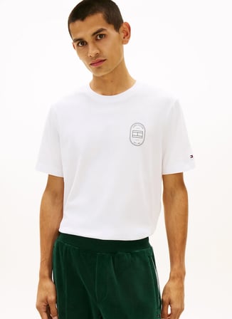 Tommy Hilfiger Beyaz Erkek Logo Baskılı T-Shirt MW0MW42364YBR_BRAND LOVE ROUNDEL TE