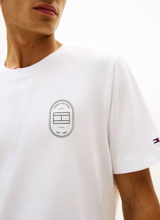 Tommy Hilfiger Beyaz Erkek Logo Baskılı T-Shirt MW0MW42364YBR_BRAND LOVE ROUNDEL TE