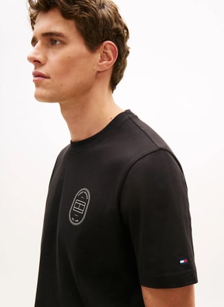 Tommy Hilfiger Siyah Erkek Logo Baskılı T-Shirt MW0MW42364BDS_BRAND LOVE ROUNDEL TE