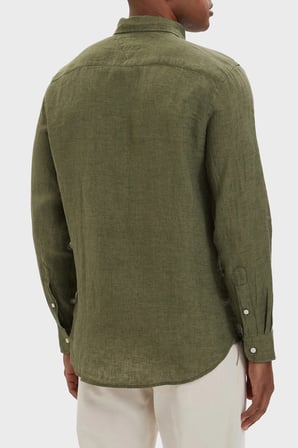 Tommy Hilfiger Keten Regular Fit Uzun Kollu Gömlek Erkek GÖMLEK MW0MW41530 MSX YEŞİL