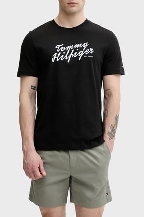 Tommy Hilfiger Pamuklu Regular Fit Bisiklet Yaka T Shirt Erkek T SHİRT MW0MW42385 BDS SİYAH