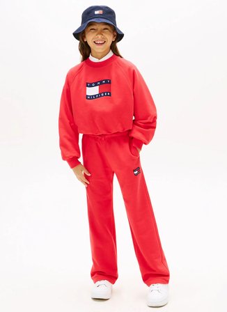 Tommy Hilfiger Kırmızı Kız Çocuk Nakışlı Sweatpant KG0KG09356XK3