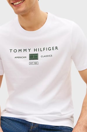 Tommy Hilfiger Logolu % 100 Pamuk Regular Fit Bisiklet Yaka T Shirt Erkek T SHİRT MW0MW42365 YBR BEYAZ