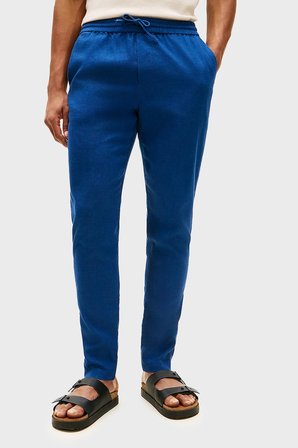 Tommy Hilfiger Keten Tapered Fit Daralan Paça Chino Pantolon Erkek PANTOLON MW0MW42336 C3I MAVİ