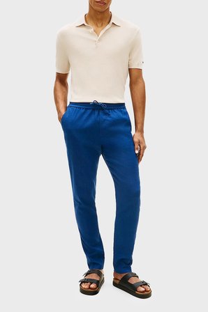 Tommy Hilfiger Keten Tapered Fit Daralan Paça Chino Pantolon Erkek PANTOLON MW0MW42336 C3I MAVİ