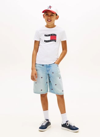 Tommy Hilfiger Beyaz Erkek Çocuk Baskılı T-Shirt KB0KB10275YBR