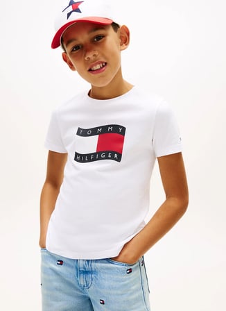 Tommy Hilfiger Beyaz Erkek Çocuk Baskılı T-Shirt KB0KB10275YBR