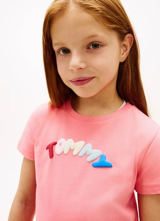 Tommy Hilfiger Pembe Kız Çocuk Baskılı T-Shirt KG0KG09246TIE