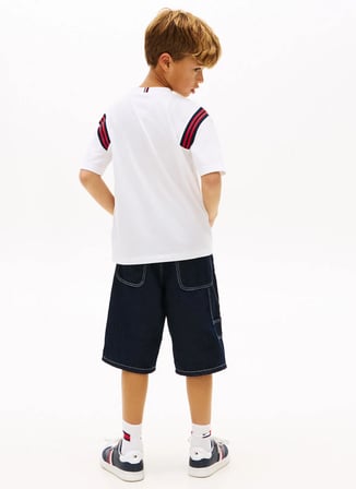 Tommy Hilfiger Beyaz Erkek Çocuk Baskılı T-Shirt KB0KB10272YBR