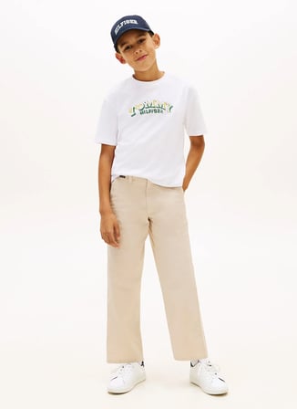 Tommy Hilfiger Beyaz Erkek Çocuk Baskılı T-Shirt KB0KB102670K4