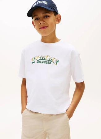Tommy Hilfiger Beyaz Erkek Çocuk Baskılı T-Shirt KB0KB102670K4