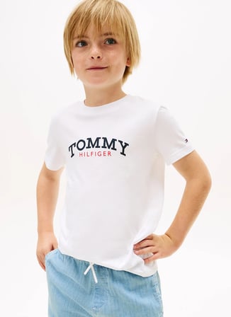 Tommy Hilfiger Beyaz Erkek Çocuk Baskılı T-Shirt KB0KB10263YBR