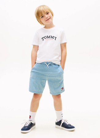 Tommy Hilfiger Beyaz Erkek Çocuk Baskılı T-Shirt KB0KB10263YBR