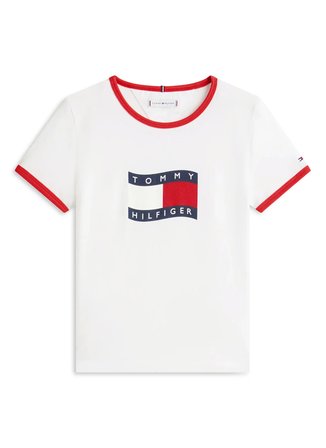 Tommy Hilfiger Beyaz Kız Çocuk Baskılı T-Shirt KG0KG09124YBR