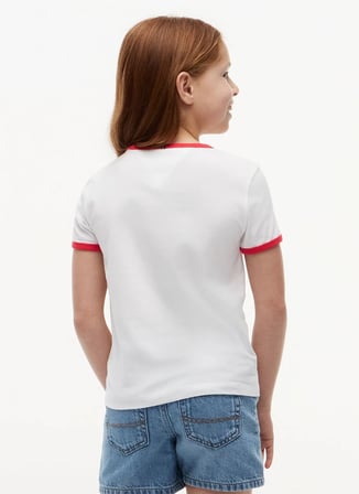 Tommy Hilfiger Beyaz Kız Çocuk Baskılı T-Shirt KG0KG09124YBR