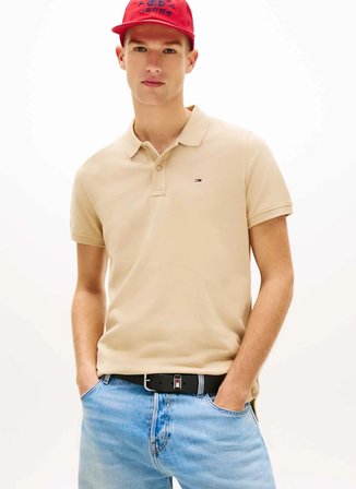 Tommy Jeans Bej Erkek Polo T-Shirt DM0DM20676AB9 Bej Polo T-Shirt