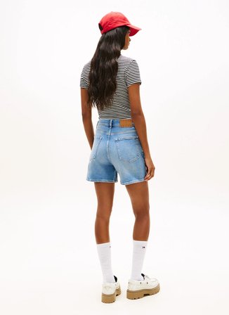 Tommy Jeans Lacivert Kadın Denim Şort MOM SHORT RWB BJ8131