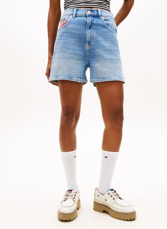 Tommy Jeans Lacivert Kadın Denim Şort MOM SHORT RWB BJ8131
