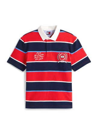 Tommy Jeans Kırmızı Erkek Standart Fit Çizgili Polo T-Shirt DM0DM22702XL8 Kırmızı Polo T-Shirt
