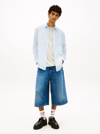 TJM REG LINEN SHIRT Erkek Mavi Gömlek - DM0DM22760