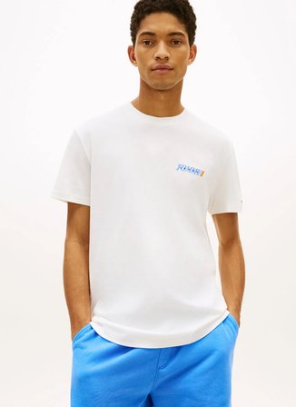 Tommy Jeans Ekru Erkek Regular Fit Baskılı T-Shirt DM0DM22547YBL Ekru T-Shirt