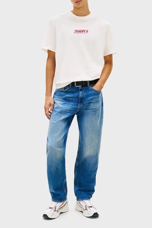 Tommy Jeans Logolu Pamuklu Regular Fit Bisiklet Yaka T Shirt Erkek T SHİRT DM0DM22546 YBH BEYAZ