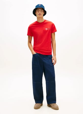 Tommy Jeans Kırmızı Erkek Regular Fit Baskılı T-Shirt DM0DM22538XL8 Kırmızı T-Shirt