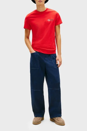 Tommy Jeans Pamuklu Slim Fit Logolu Bisiklet Yaka T Shirt Erkek T SHİRT DM0DM22538 XL8 KIRMIZI