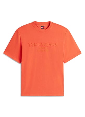 Tommy Jeans Turuncu Erkek Regular Fit Baskılı T-Shirt DM0DM22545XM2 Kırmızı T-Shirt