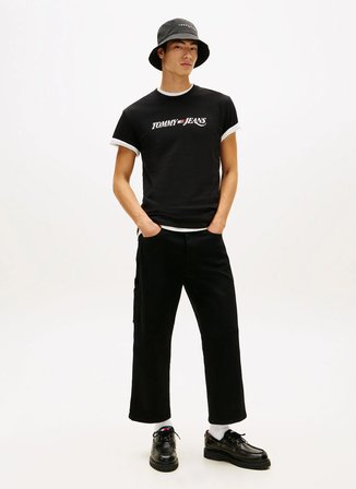 Tommy Jeans Siyah Erkek Regular Fit Baskılı T-Shirt DM0DM22548BDS Siyah T-Shirt
