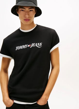 Tommy Jeans Siyah Erkek Regular Fit Baskılı T-Shirt DM0DM22548BDS Siyah T-Shirt