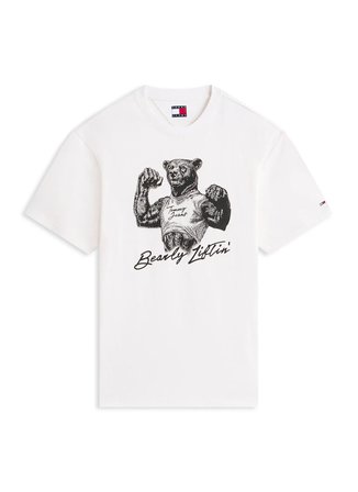Tommy Jeans Beyaz Erkek Regular Fit Baskılı T-Shirt DM0DM22543YBH Beyaz T-Shirt