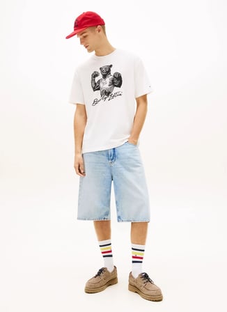 Tommy Jeans Beyaz Erkek Regular Fit Baskılı T-Shirt DM0DM22543YBH Beyaz T-Shirt