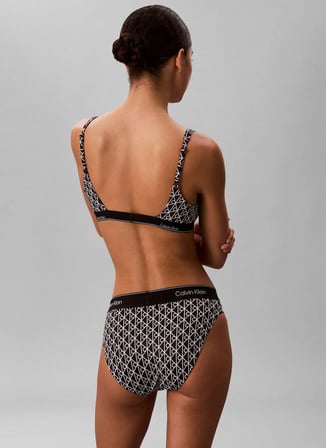 Calvin Klein Siyah Kadın Standart Desenli Bikini Alt BIKINI LV00Q6113232N