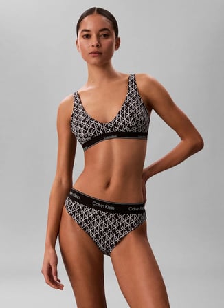 Calvin Klein Siyah Kadın Standart Desenli Bikini Alt BIKINI LV00Q6113232N